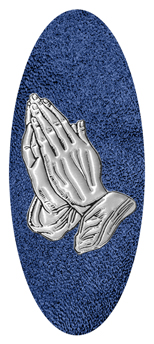 331 D516-516-SL-SH-BL Silver Praying Hands Shimmer Blue